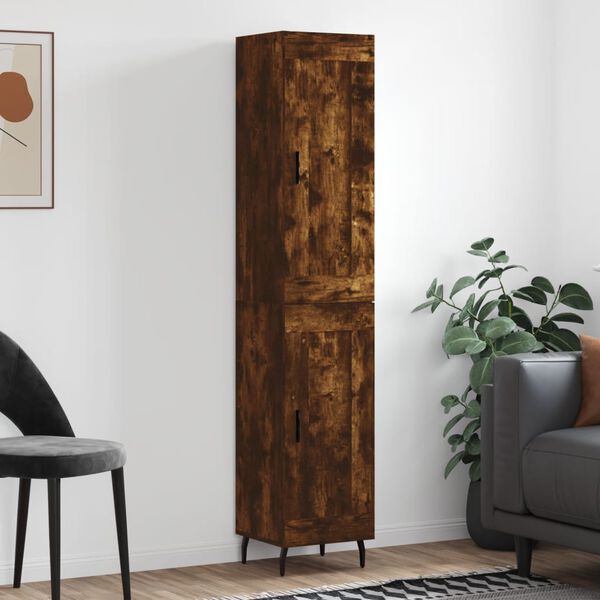 vidaXL Buffet haut Ch&ecirc;ne fum&eacute; 34,5x34x180 cm Bois d'ing&eacute;nierie