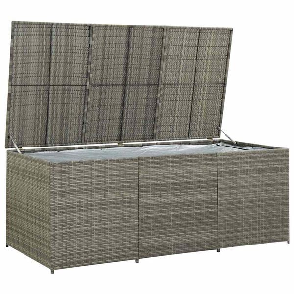 vidaXL Bo&icirc;te de rangement de jardin r&eacute;sine tress&eacute;e 180x90x70 cm gris