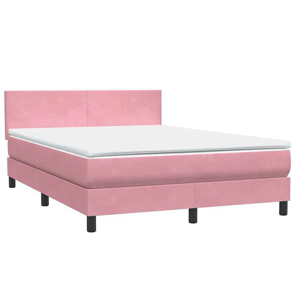 vidaXL Sommier &agrave; lattes de lit avec matelas rose 140x220 cm velours