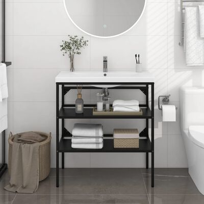 vidaXL Cadre de lavabo de salle de bain Noir 79x38x83 cm Fer