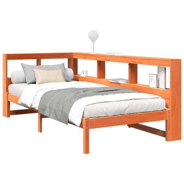 vidaXL Lit biblioth&egrave;que sans matelas cire marron 90x200 cm pin massif