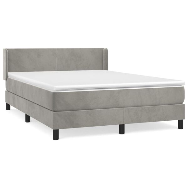 vidaXL Sommier &agrave; lattes de lit et matelas Gris clair 140x200cm Velours