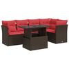 vidaXL Salon de jardin avec coussins 6pcs marron r&eacute;sine tress&eacute;e acacia