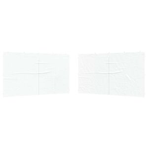 vidaXL Mur de tente de f&ecirc;te 2 pcs Blanc 400 x 195 cm PE et acier