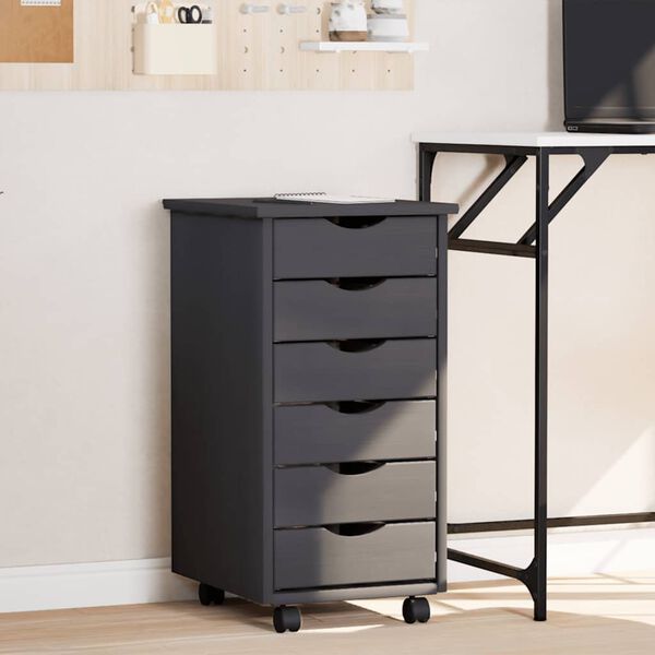 vidaXL Armoire roulante avec tiroirs MOSS gris bois de pin solide