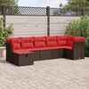 vidaXL Salon de jardin avec coussins 7 pcs marron r&eacute;sine tress&eacute;e