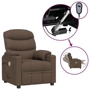 vidaXL Fauteuil &eacute;lectrique de massage Marron Tissu