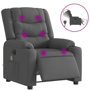 vidaXL Fauteuil inclinable de massage &eacute;lectrique gris fonc&eacute; tissu