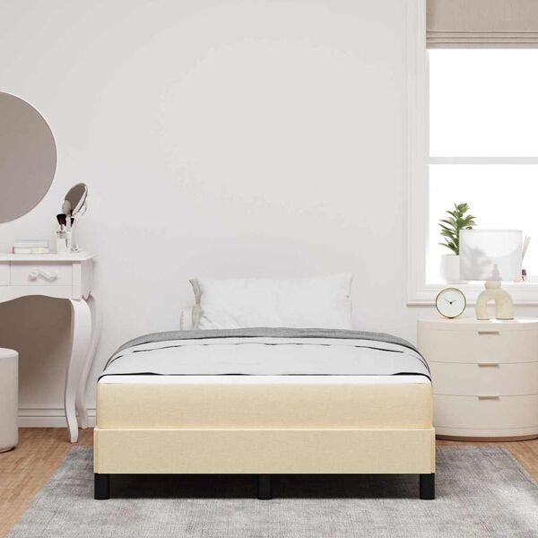 vidaXL Lit &agrave; ressorts avec matelas Cr&egrave;me 120 x 190 cm tissu