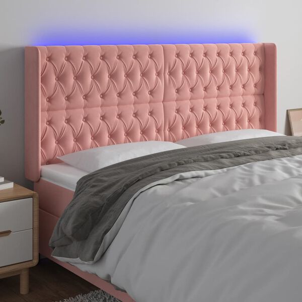 vidaXL T&ecirc;te de lit &agrave; LED Rose 183x16x118/128 cm Velours