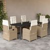 vidaXL Ensemble &agrave; manger de jardin et coussins 7 pcs beige poly rotin