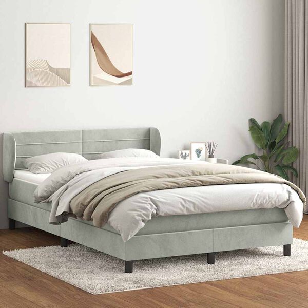 vidaXL Sommier à lattes de lit et matelas gris clair 140x220cm velours