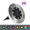 vidaXL Lampes solaires de sol 8 pcs Lumi&egrave;res LED couleur RVB