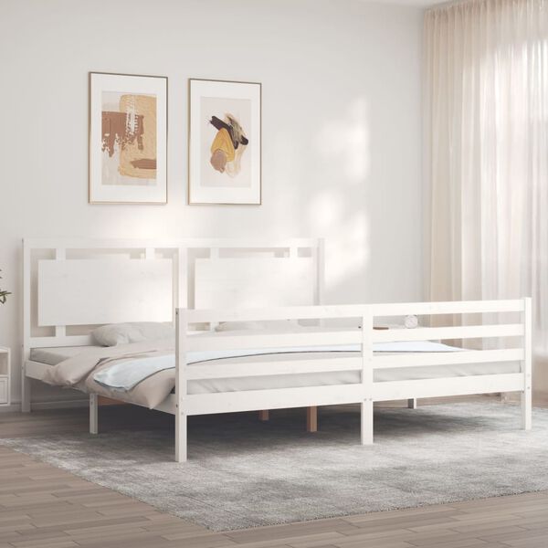 vidaXL Cadre de lit sans matelas blanc 200x200 cm bois massif