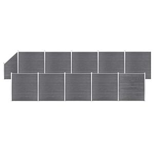vidaXL Ensemble de cl&ocirc;ture WPC 10 Carr&eacute; + 1 Inclin&eacute; 1830x186 cm Gris