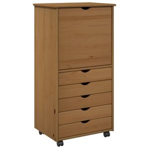 vidaXL Cabinet roulant Marron miel 53 x 39 x 103 cm Bois de Pin Massif