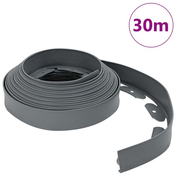 vidaXL Bordures de pelouse Gris 3000 x 4 x 5 cm Plastique