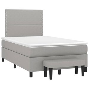 vidaXL Sommier &agrave; lattes de lit et matelas gris clair 120x190 cm tissu