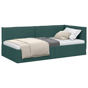vidaXL Cadre de lit d'angle Vert fonc&eacute; 90 x 190 cm Velours