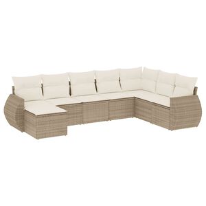 vidaXL Salon de jardin avec coussins 8 pcs beige r&eacute;sine tress&eacute;e