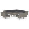 vidaXL Salon de jardin 12 pcs avec coussins R&eacute;sine tress&eacute;e Gris