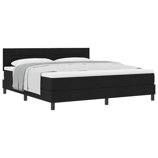 vidaXL Lit &agrave; ressorts avec matelas Noir 180 x 200 cm tissu
