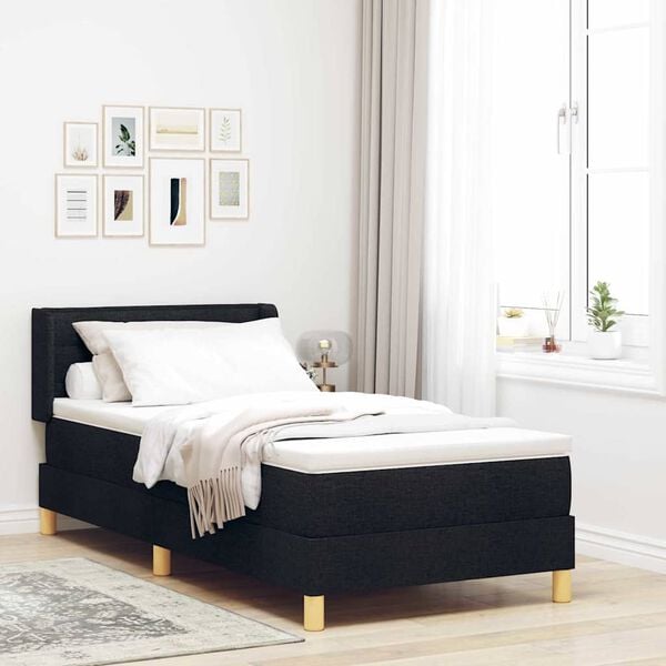 vidaXL Lit &agrave; ressorts avec matelas Noir 200 x 80 cm Polyester