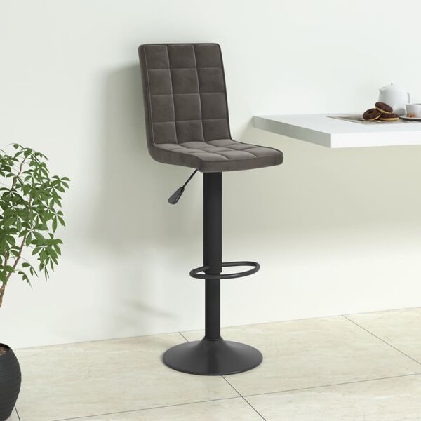 vidaXL Tabouret de bar Gris foncé Velours