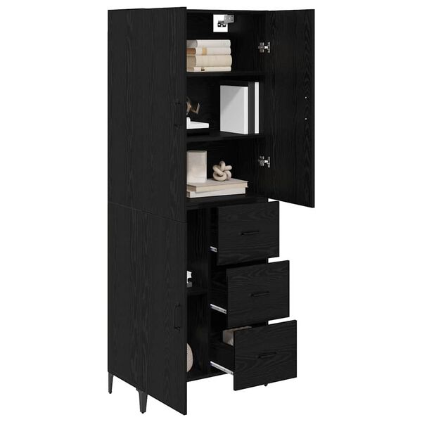 vidaXL Haut Armoire Ch&ecirc;ne noir 69,5 x 34 x 180 cm Bois d'ing&eacute;nierie