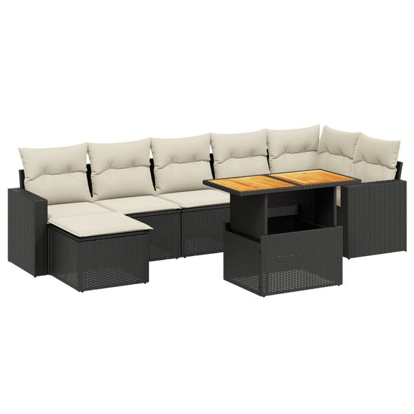 vidaXL Salon de jardin 8 pcs avec coussins noir r&eacute;sine tress&eacute;e