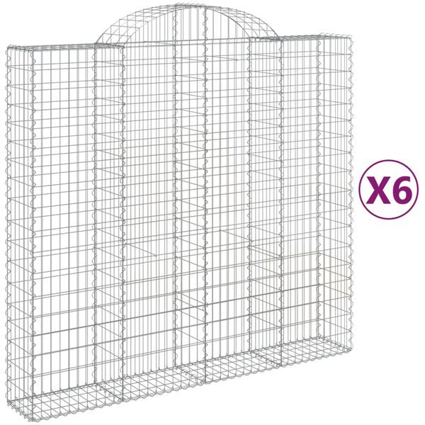 vidaXL Paniers &agrave; gabions arqu&eacute;s 6 pcs 200x50x180/200 cm Fer galvanis&eacute;