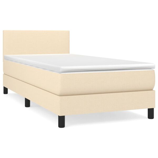 vidaXL Sommier &agrave; lattes de lit avec matelas Cr&egrave;me 90x200 cm Tissu