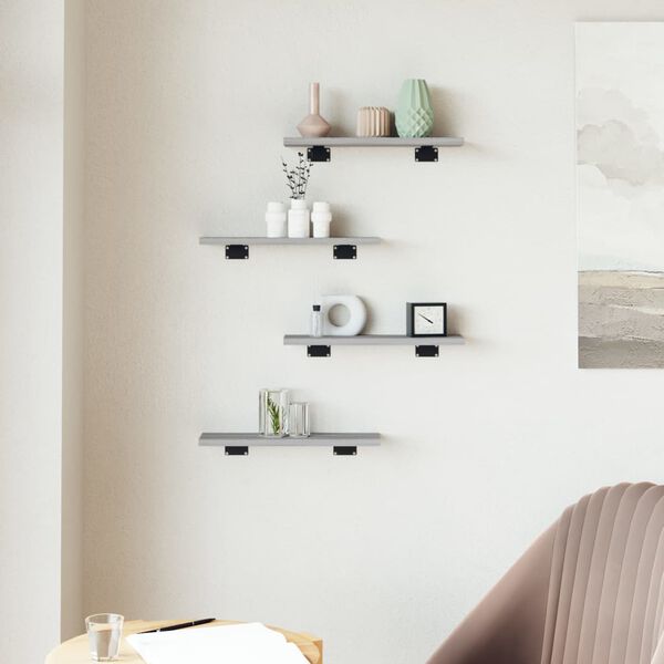 vidaXL &Eacute;tag&egrave;res murales 4 pcs sonoma gris 40x10x1,5 cm bois ing&eacute;nierie
