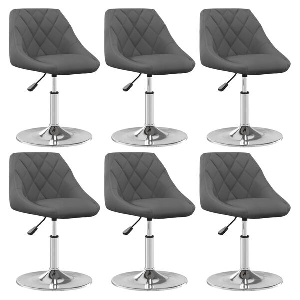 vidaXL Chaises pivotantes &agrave; manger lot de 6 Gris fonc&eacute; Velours