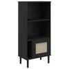 vidaXL Biblioth&egrave;que SENJA aspect de rotin noir bois massif de pin