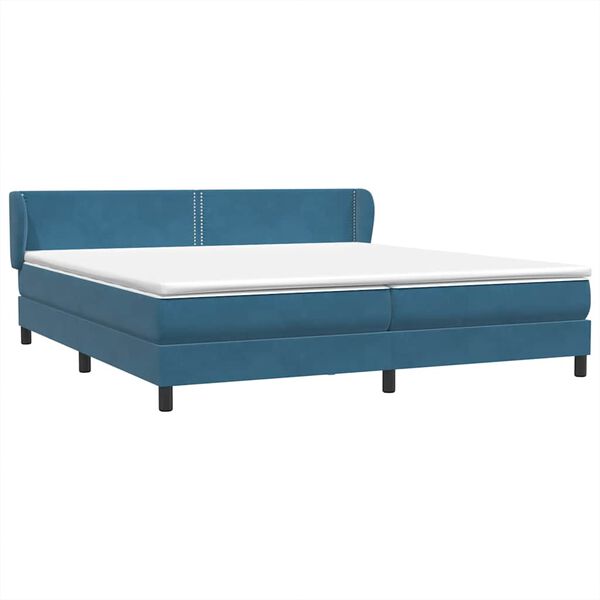 vidaXL Sommier &agrave; lattes de lit et matelas bleu fonc&eacute; 180x210cm velours