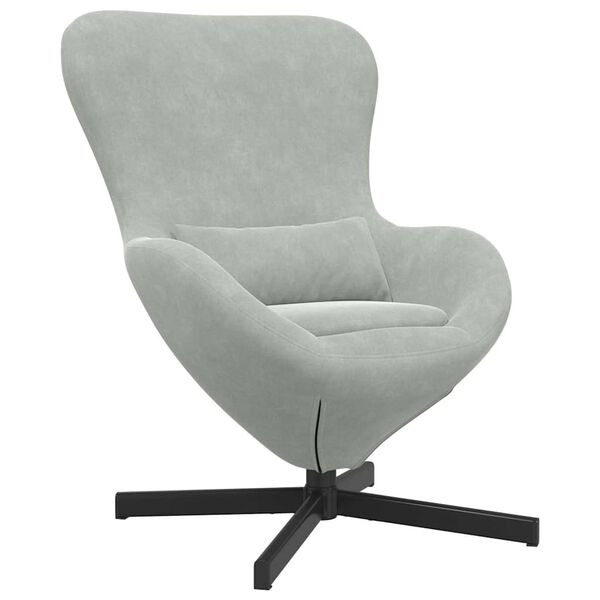 vidaXL Fauteuil &oelig;uf Gris clair 63 x 73 x 90 cm Velours