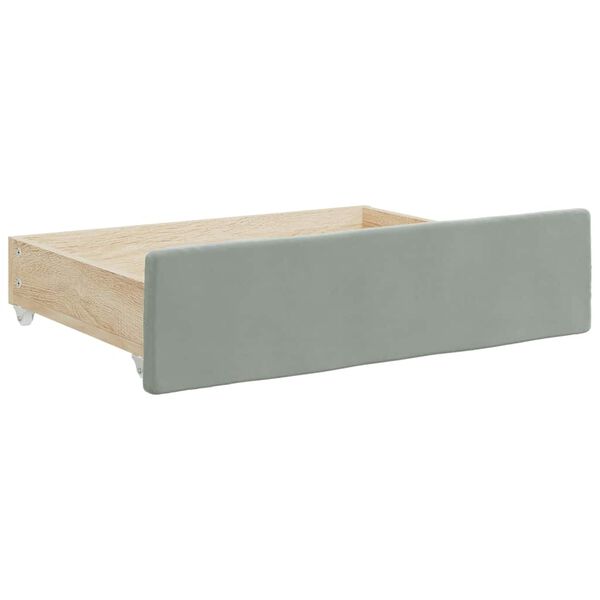 vidaXL Tiroirs de lit 2 pcs gris clair bois d'ingénierie et velours