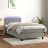 vidaXL Sommier &agrave; lattes de lit avec matelas et LED Gris clair 90x190cm