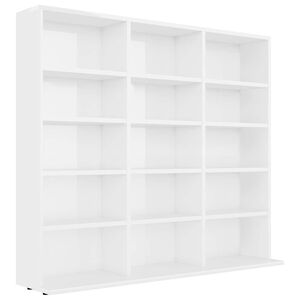 vidaXL Armoire &agrave; CD Blanc brillant 100x23x89,5 cm Bois d&rsquo;ing&eacute;nierie