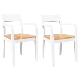 vidaXL Chaises à manger 2 pcs blanc bois massif caoutchouc