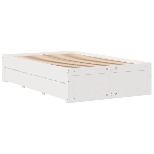 vidaXL Cadre de lit sans matelas avec tiroirs 135x190 cm bois de pin