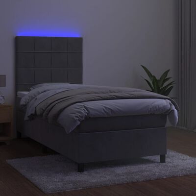 vidaXL Sommier à lattes de lit et matelas et LED Gris clair 80x200 cm