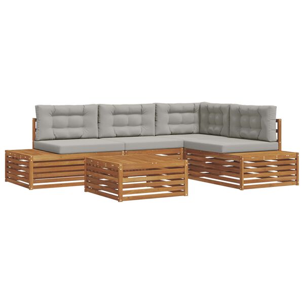 vidaXL Ensemble de canap&eacute;s d'ext&eacute;rieur 5 Pi&egrave;ce Gris Naturel et Clair