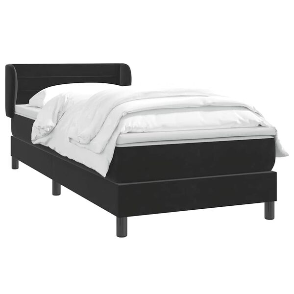 vidaXL Sommier &agrave; lattes de lit avec matelas noir 90x220 cm velours