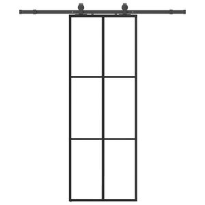 vidaXL Porte coulissante kit de quincaillerie noir 76x205 cm verre ESG