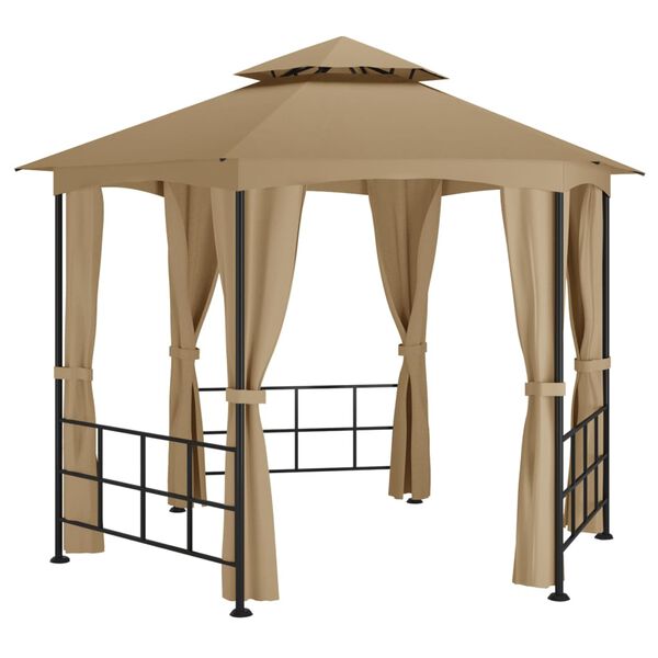 vidaXL Belv&eacute;d&egrave;re avec parois 3,1x2,7 m Taupe