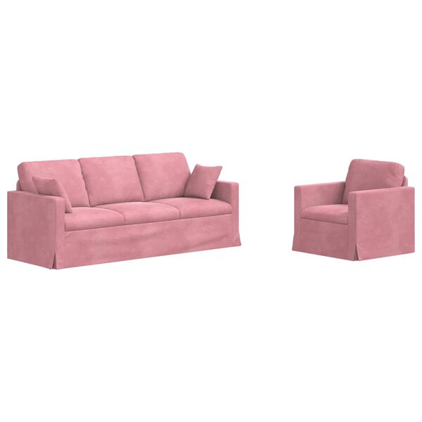vidaXL Canap&eacute; 2 pcs Rose 198 x 78 x 80 cm Velours