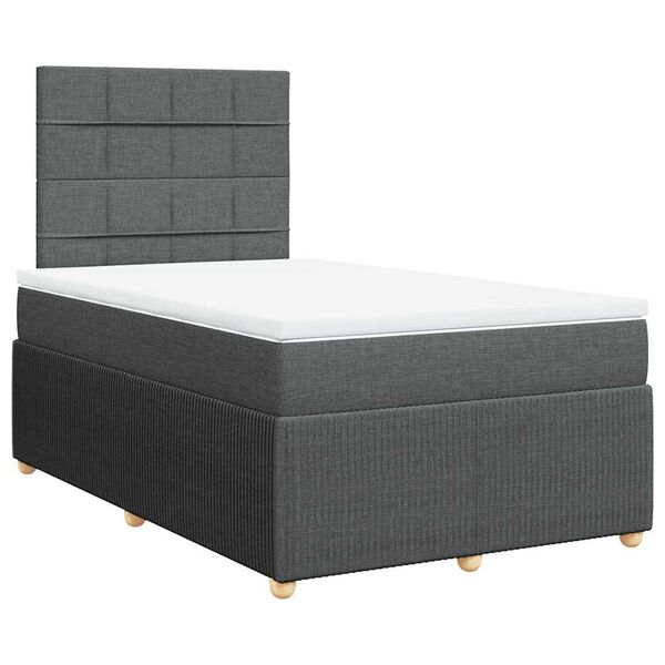 vidaXL Sommier &agrave; lattes de lit avec matelas gris fonc&eacute; 120x190cm tissu