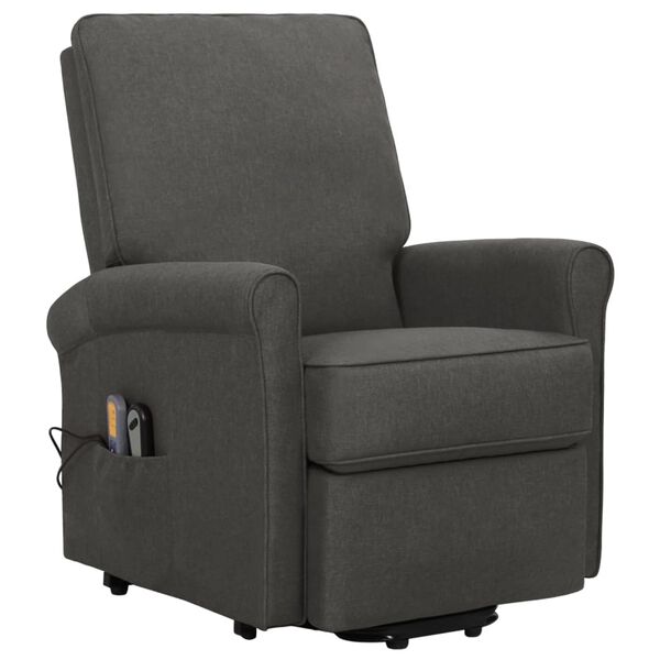 vidaXL Fauteuil de massage inclinable Gris fonc&eacute; Tissu